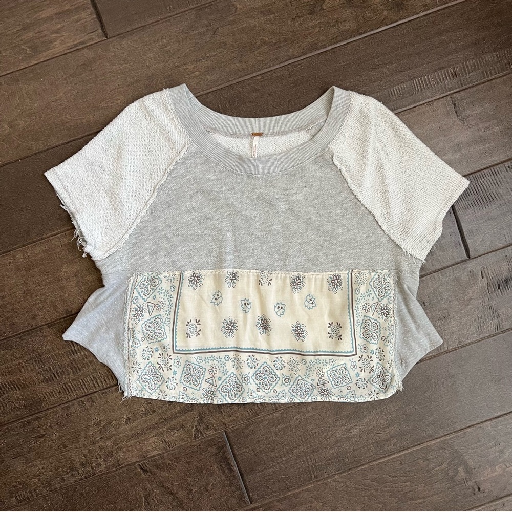 Free People grey "vintage" bandana crop top 🕊